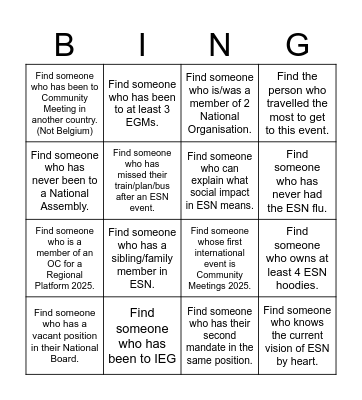 Community Meetings Bingo Card
