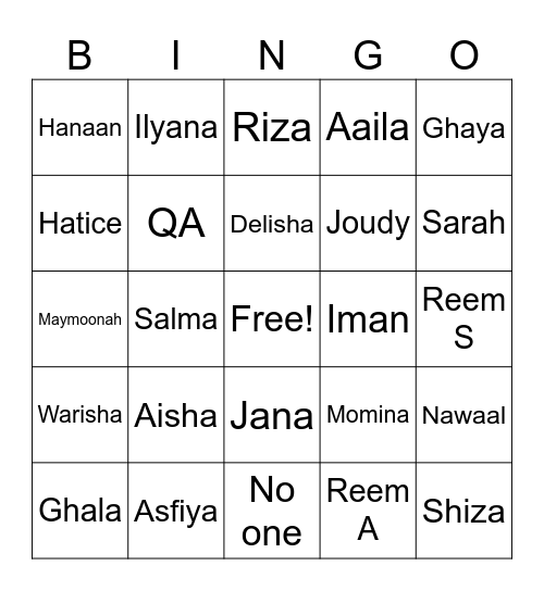 Who cried first? Bingo Card