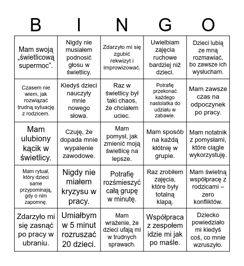 * MOCNI * Bingo Card