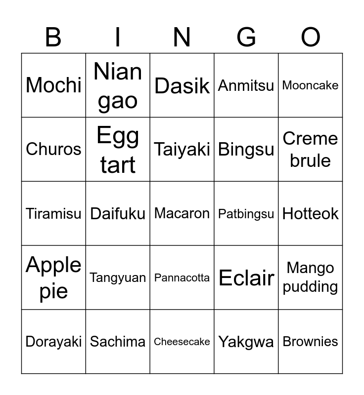 Kang Hoon's Bingo Card