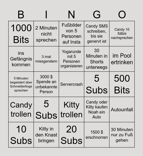 Safins Bingothon Bingo Card