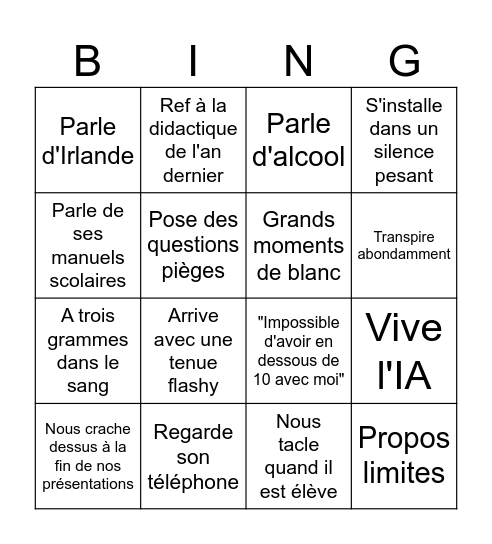 Poire'Go Bingo Card