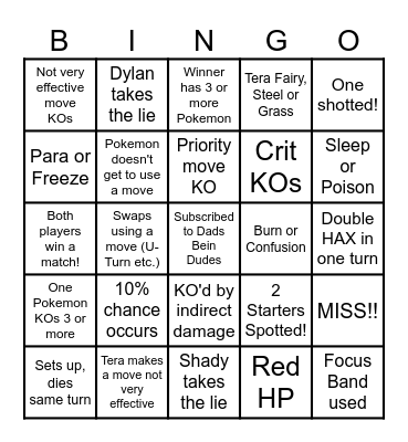 Then we fight bingo Dads LIE Abilities Bingo Card