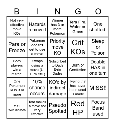 Then we fight bingo Dads Steal Type Bingo Card