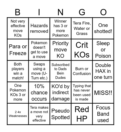 Then we fight bingo Dads Steal Type Bingo Card