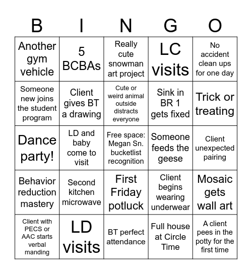 Lauren Davis Maternity Leave Bingo! Bingo Card