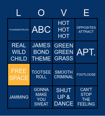 Songs Sarah Has Performed To Bingo Card