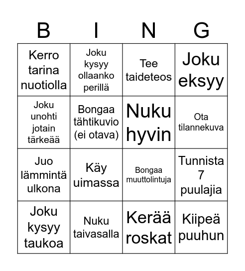 Retkibingo Card