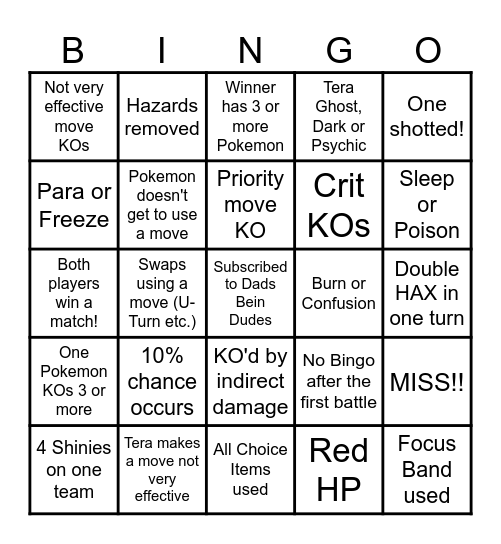 Then we fight bingo Dads Shiny Stronger Bingo Card