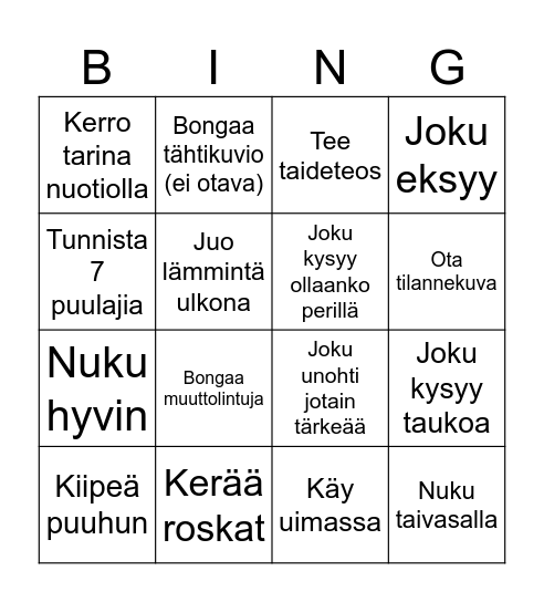 Retkibingo Card