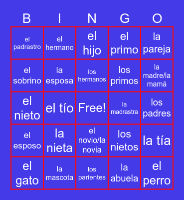 LA FAMILIA Bingo Card