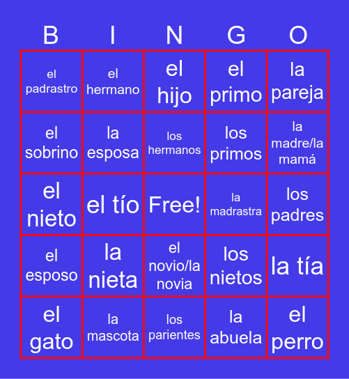 LA FAMILIA Bingo Card