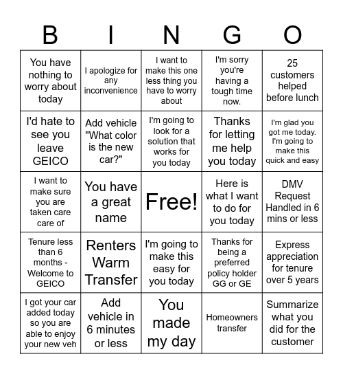 Survey Bingo Card