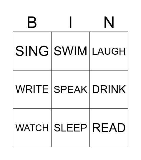 PAST CONTINUOUS Bingo Card
