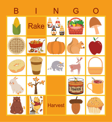 Fall Items Bingo Card