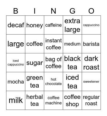 Coffee Bingo Card