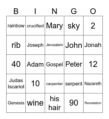 Bible Trivia Bingo Card
