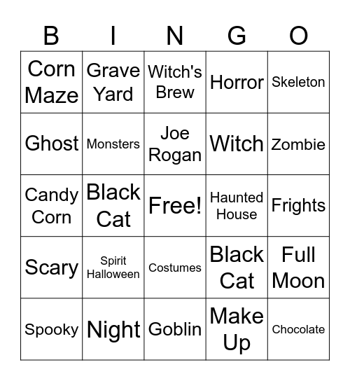 Halloween Bingo Card