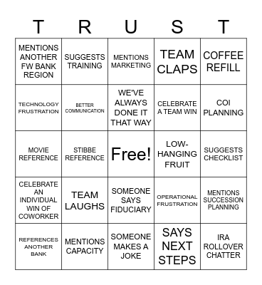 STRATEGIC PLANNING BINGO Card