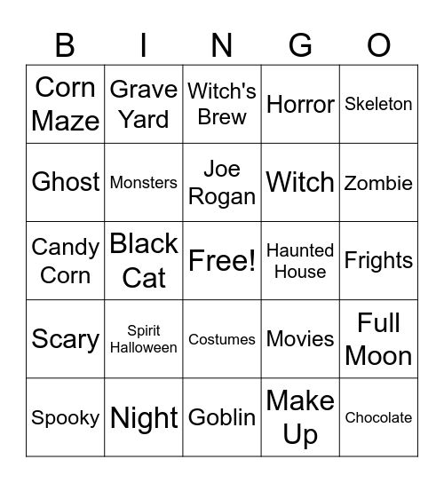 Halloween Bingo Card