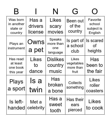 Viking Bingo Card