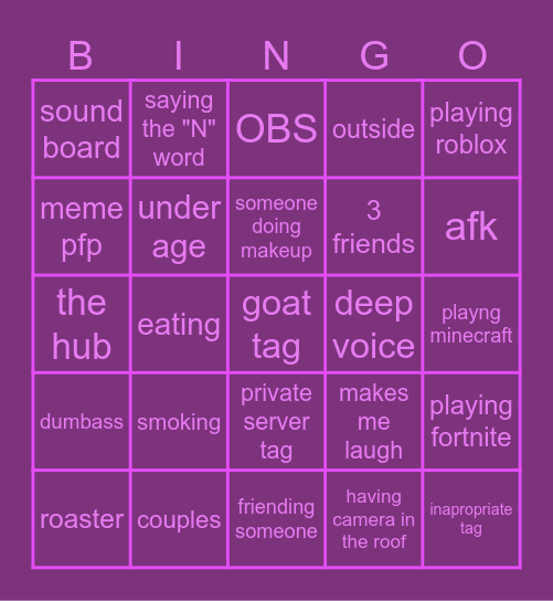 socialize discord Bingo Card