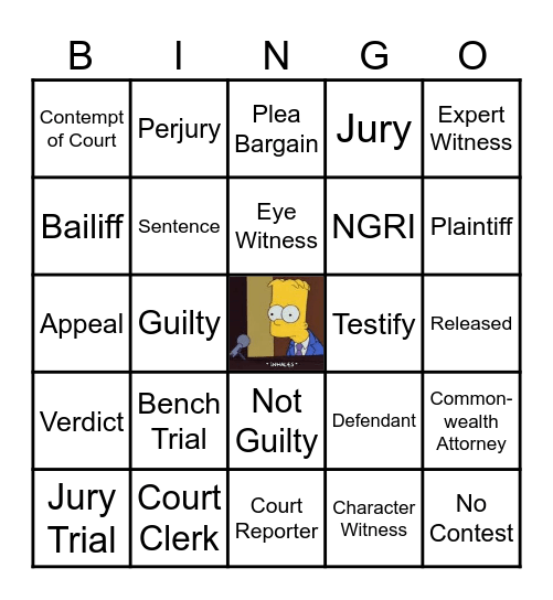 Competency Restoration Bingo Card