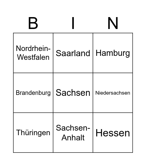 Bundesländer-Bingo Card