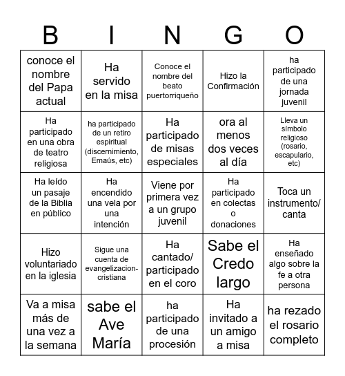 ¿Qué has hecho? Bingo Card