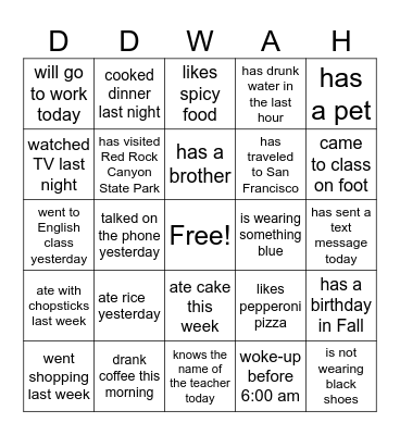 Find someone who... Bingo Card