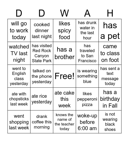 Find someone who... Bingo Card