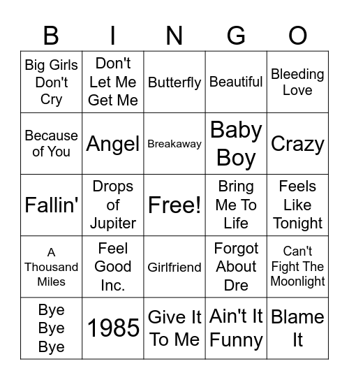 HHS-Pop 2K Bingo Card