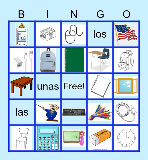 School Supplies Bingo Card