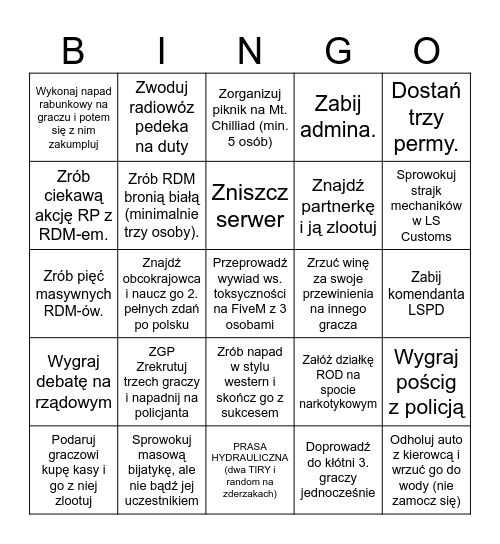THE VVRR AND SOWIET BINGO - #1 FOVEM Bingo Card