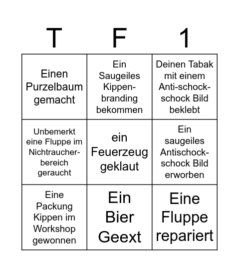 Raucher*innen Bingo Card