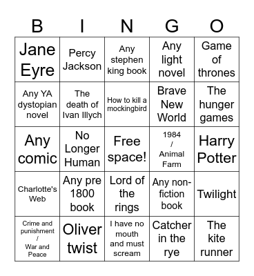 Bookworm bingo Card