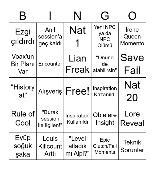 Campaign 2 ACT 5 Bingo Card