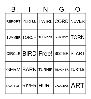 R-CONTROLLED Bingo Card