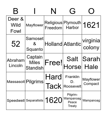 Thanksgiving Bingo Card
