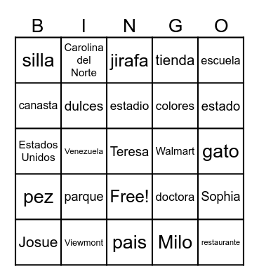 Sustantivo PROPIO y Sustantivo COMUN Bingo Card