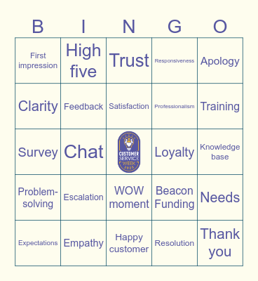 Customer Service Week 2025 Bingo Card