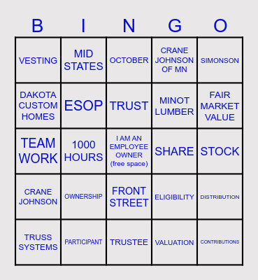 ESOP BINGO Card