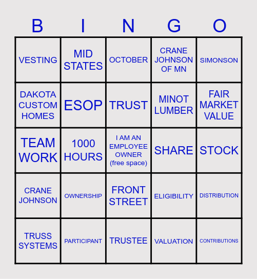 ESOP BINGO Card