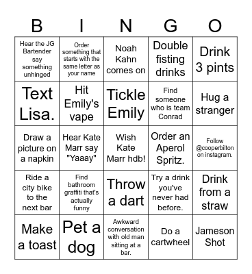 KATE MARR SUPER STAR Bingo Card