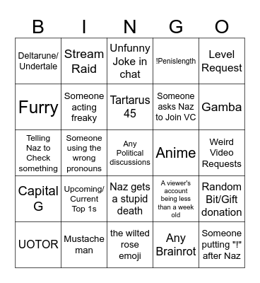 Naz Stream Bingo Card