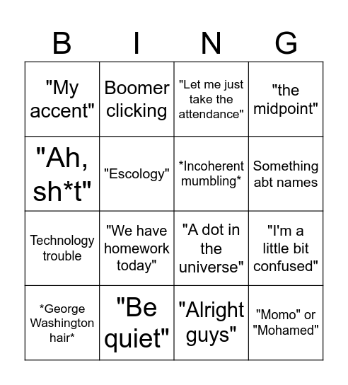 Mr Tralalero bingo Card