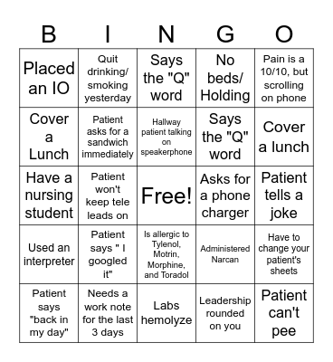 ER BINGO Card