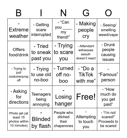 2025 haunt bingo Card