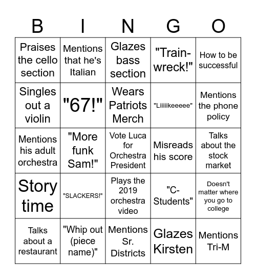 Memoli Bingo Card