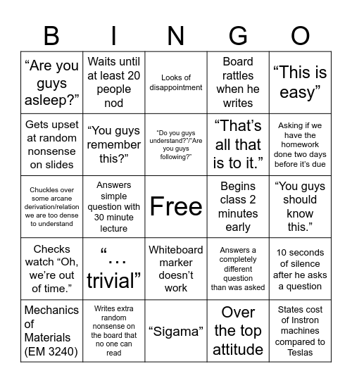 3210 Bingo Card